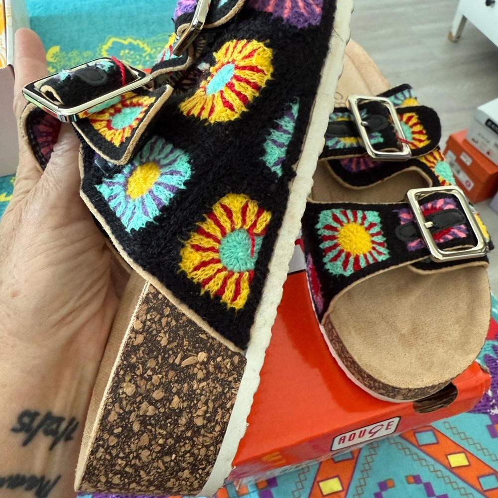 Colorful Embroidered Sandals